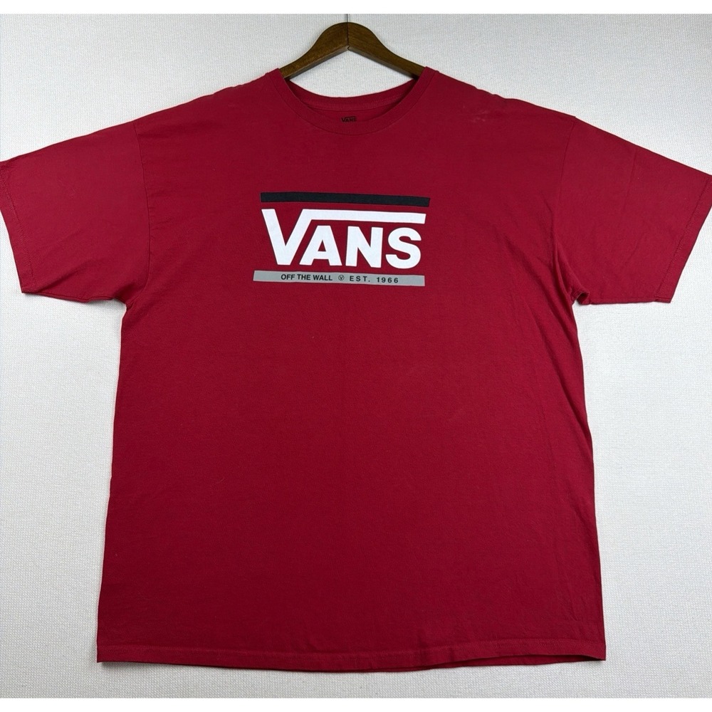 VANS Crew Neck T-Shirt Mens Size XXL Red Short Sleeve 100% Cotton Skater Casual